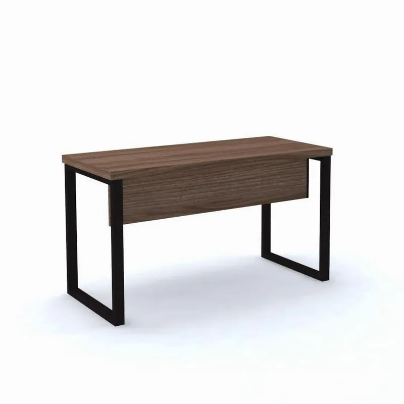Mesa De Escritório Pé Tubular Pe40 Em Mdp 150 X 60 Cm Walnut Base Preta