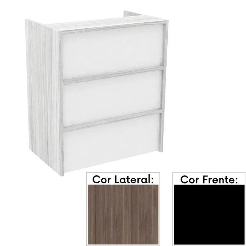 Balcão de Atendimento PE25 em MDP 95 x 60 cm Cor Walnut e Preto