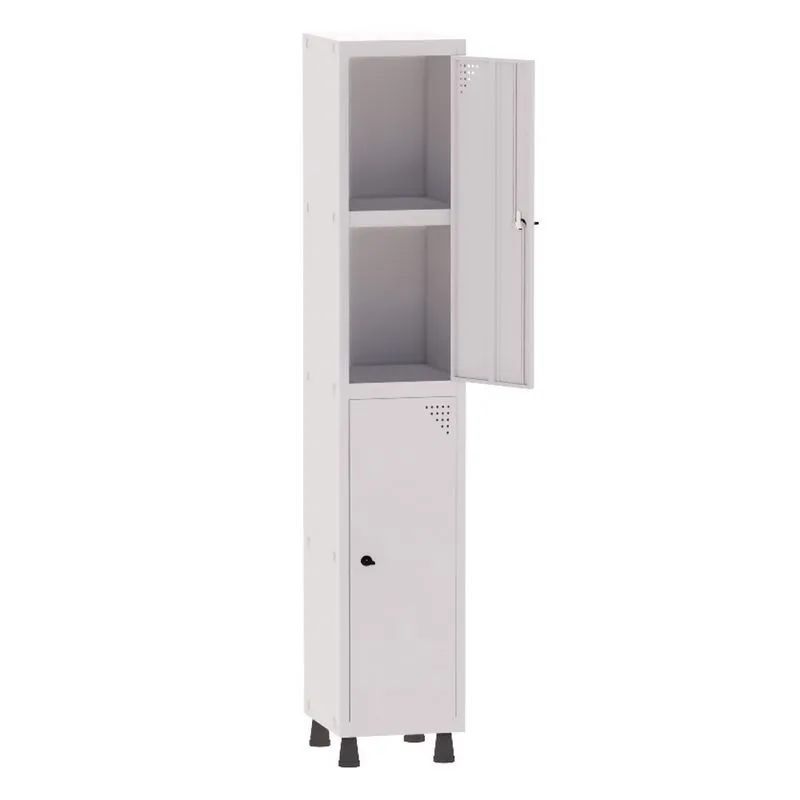 Armário Guarda Volume Locker Roupeiro 1 Vão 02 Portas Com Prateleira GRP501PRI/2 Branco - Pandin