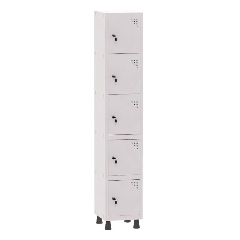 Armário Guarda Volume Locker Roupeiro 1 Vão 5 Portas Aço GRF501/5 Branco - Pandin