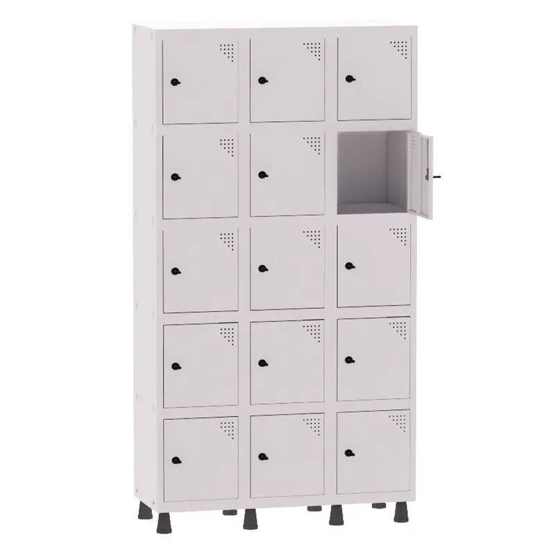 Armário Guarda Volume Locker Roupeiro 3 Vãos 15 Portas Aço GRP503/15 Branco - Pandin