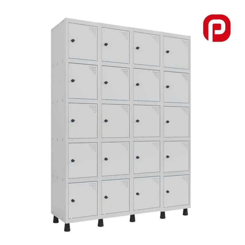 Roupeiro De Aço 20 Portas Cinza Tranca Cadeado - Pandin