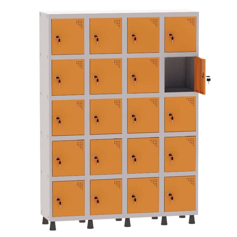 Armário Guarda Volume Locker Roupeiro 4 Vãos 20 Portas Aço GRF504/20 Cinza e Laranja - Pandin