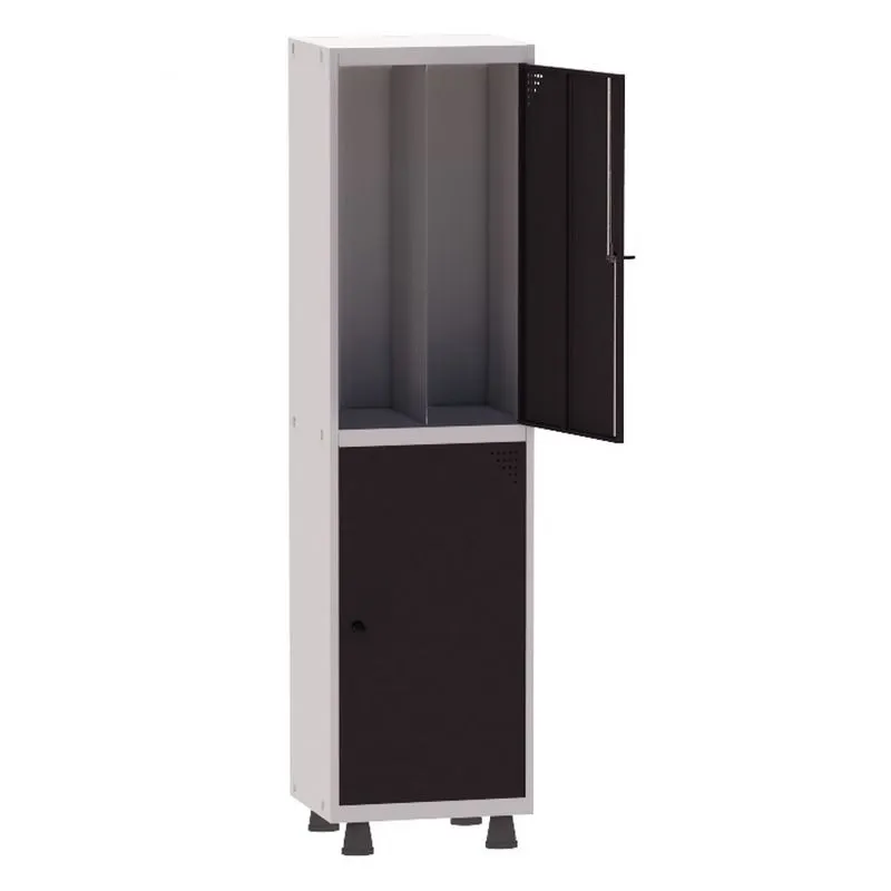 Armário Guarda Volume Locker Roupeiro Insalubre 1 Vãos 02 Portas GRP501/2INS Cinza e Preto - Pandin