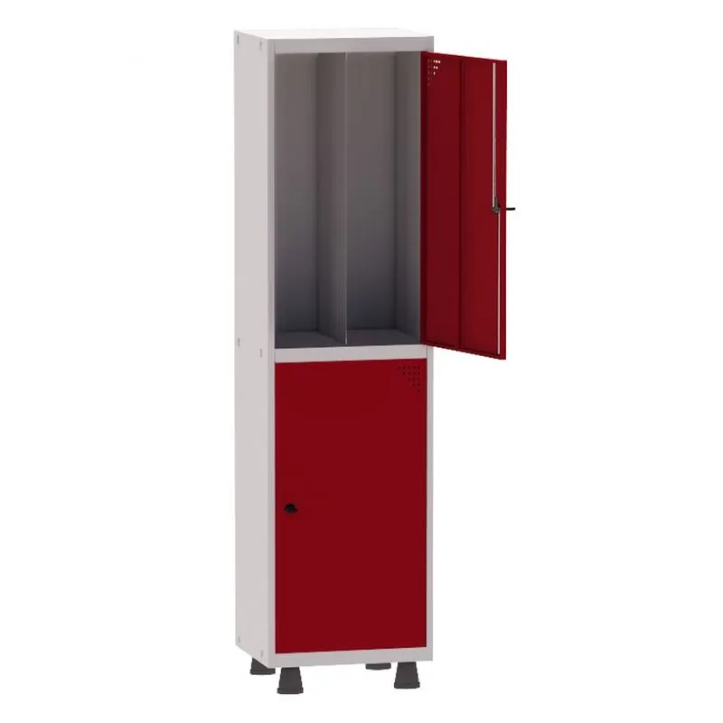 Armário Guarda Volume Locker Roupeiro Insalubre 1 Vãos 02 Portas GRP501/2INS Cinza e Vermelho - Pandin
