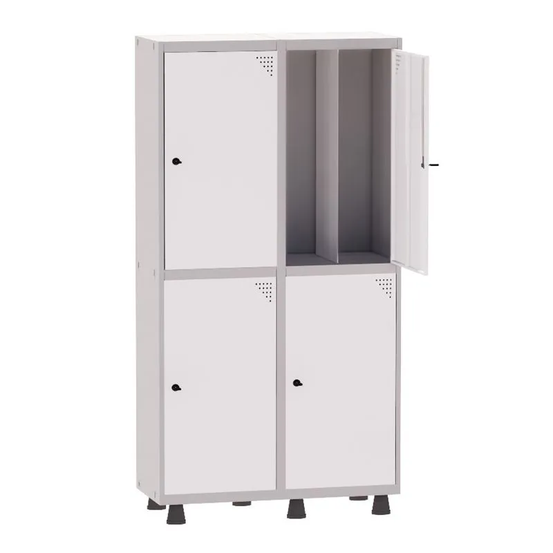 Armário Guarda Volume Locker Roupeiro Insalubre 2 Vãos 04 Portas GRP502/4INS Cinza e Branco - Pandin
