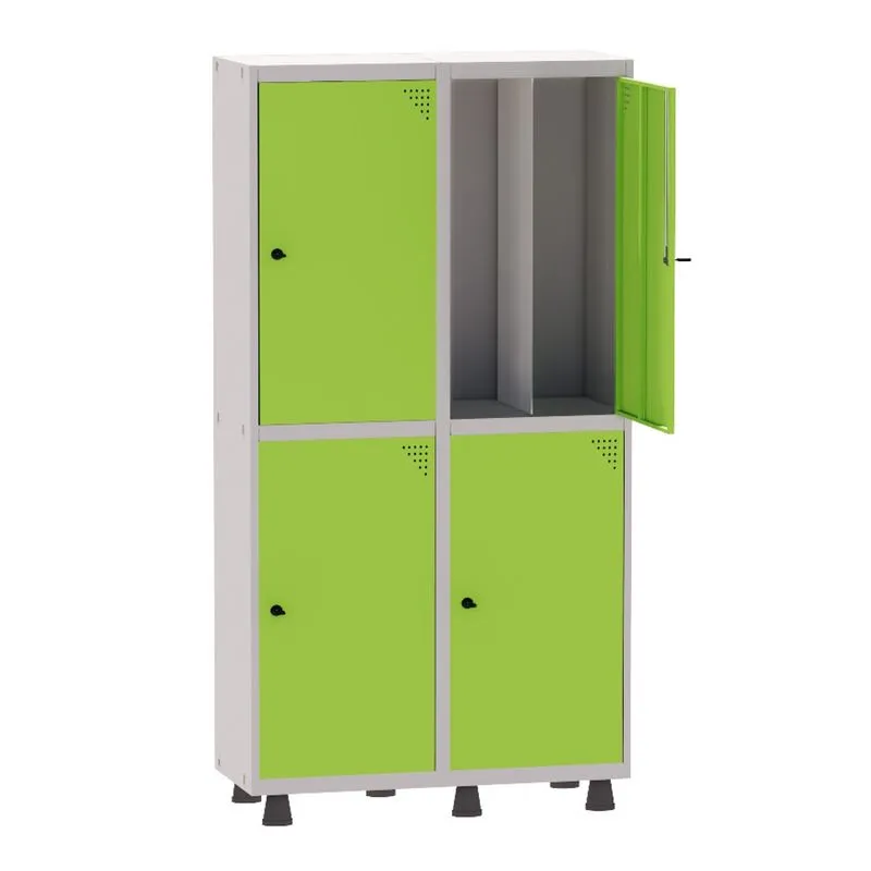 Armário Guarda Volume Locker Roupeiro Insalubre 2 Vãos 04 Portas GRP502/4INS Cinza e Verde Miró - Pandin