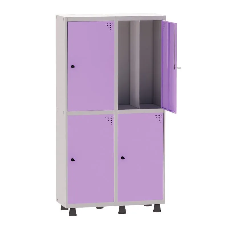 Armário Guarda Volume Locker Roupeiro Insalubre 2 Vãos 04 Portas GRP502/4INS Cinza e Lilás - Pandin