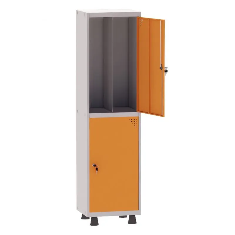 Armário Guarda Volume Locker Roupeiro Insalubre 1 Vãos 02 Portas GRP501/2INS Cinza e Laranja - Pandin