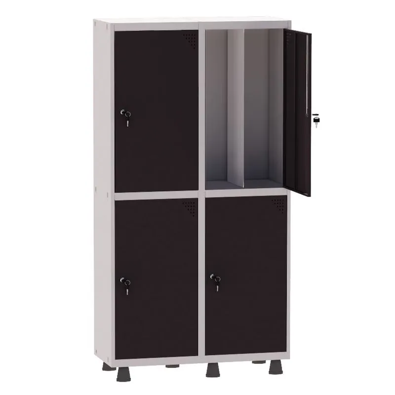 Armário Guarda Volume Locker Roupeiro Insalubre 2 Vãos 04 Portas GRP502/4INS Cinza e Preto - Pandin