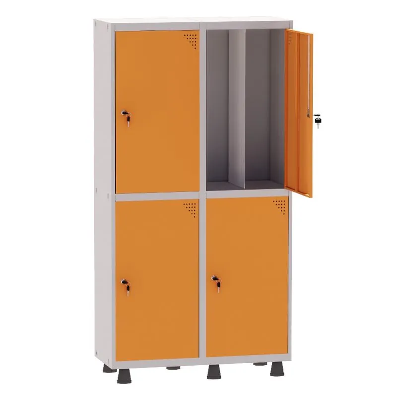 Armário Guarda Volume Locker Roupeiro Insalubre 2 Vãos 04 Portas GRP502/4INS Cinza e Laranja - Pandin