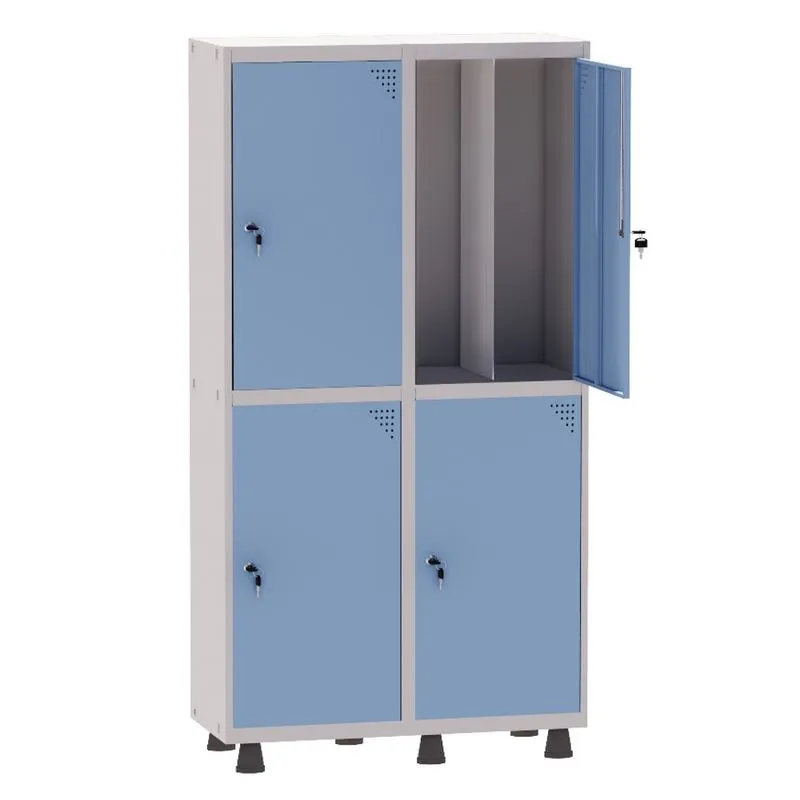 Armário Guarda Volume Locker Roupeiro Insalubre 2 Vãos 04 Portas GRP502/4INS Cinza e Azul Dali - Pandin