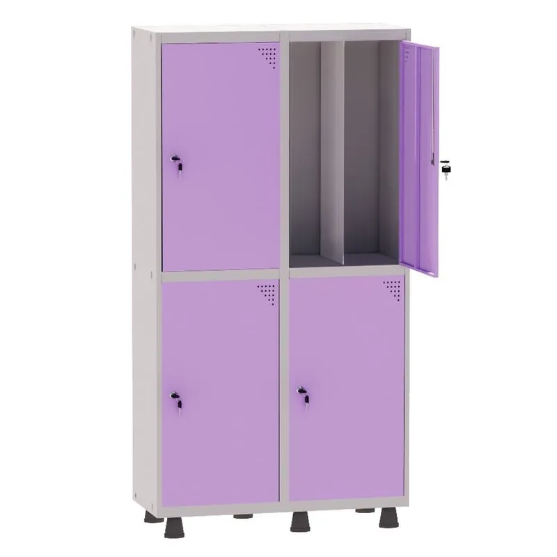 Armário Guarda Volume Locker Roupeiro Insalubre 2 Vãos 04 Portas GRP502/4INS Cinza e Lilás - Pandin
