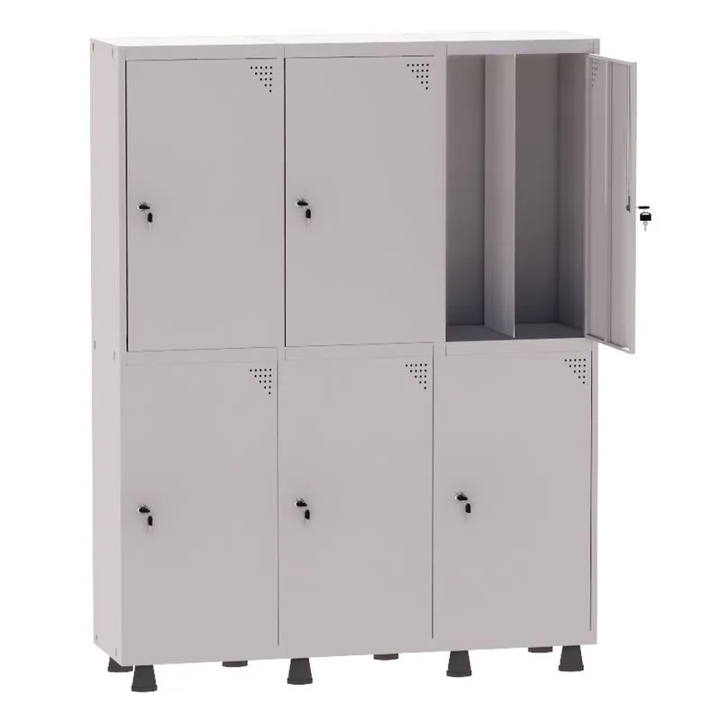 Armário Guarda Volume Locker Roupeiro Insalubre 3 Vãos 06 Portas GRP503/6INS Cinza - Pandin