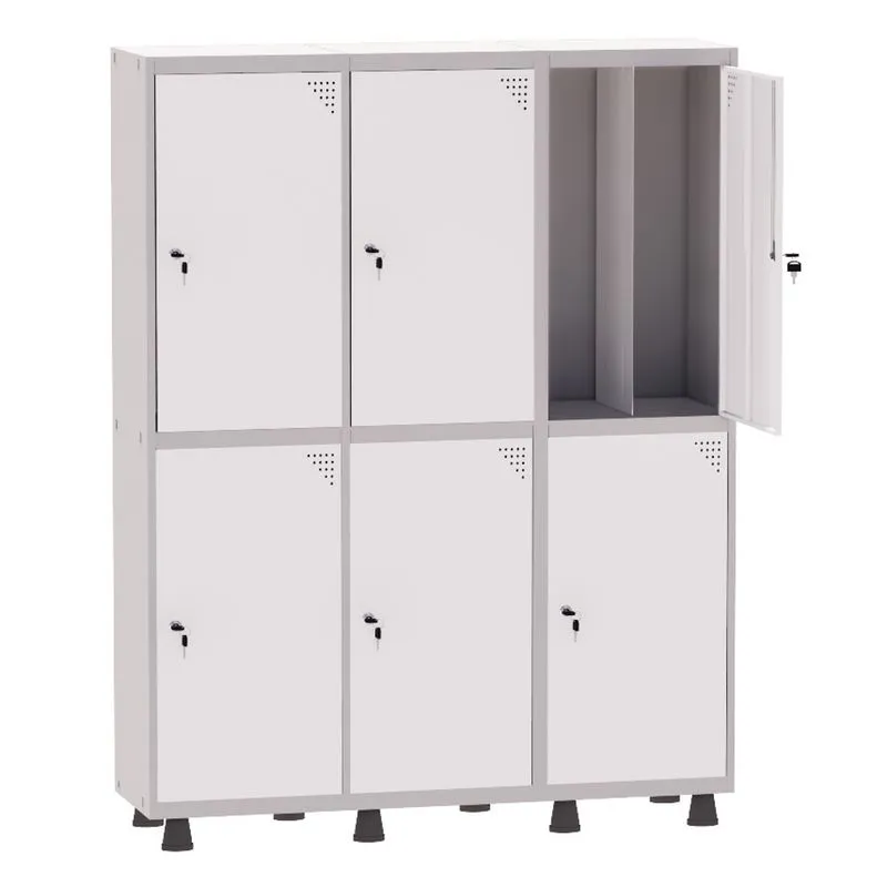 Armário Guarda Volume Locker Roupeiro Insalubre 3 Vãos 06 Portas GRP503/6INS Cinza e Branco - Pandin