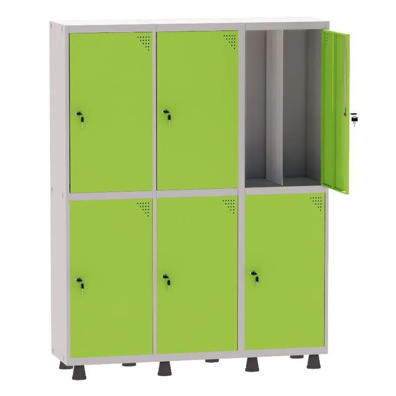 Armário Guarda Volume Locker Roupeiro Insalubre 3 Vãos 06 Portas GRP503/6INS Cinza e Verde Miró - Pandin