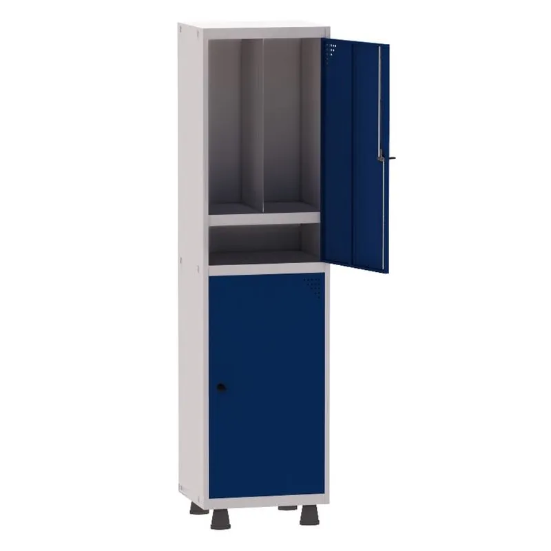 Armário Guarda Volume Locker Roupeiro Insalubre 1 Vão 02 Portas Com Prateleira GRP501/2INSPV Cinza e Azul Del Rey - Pand