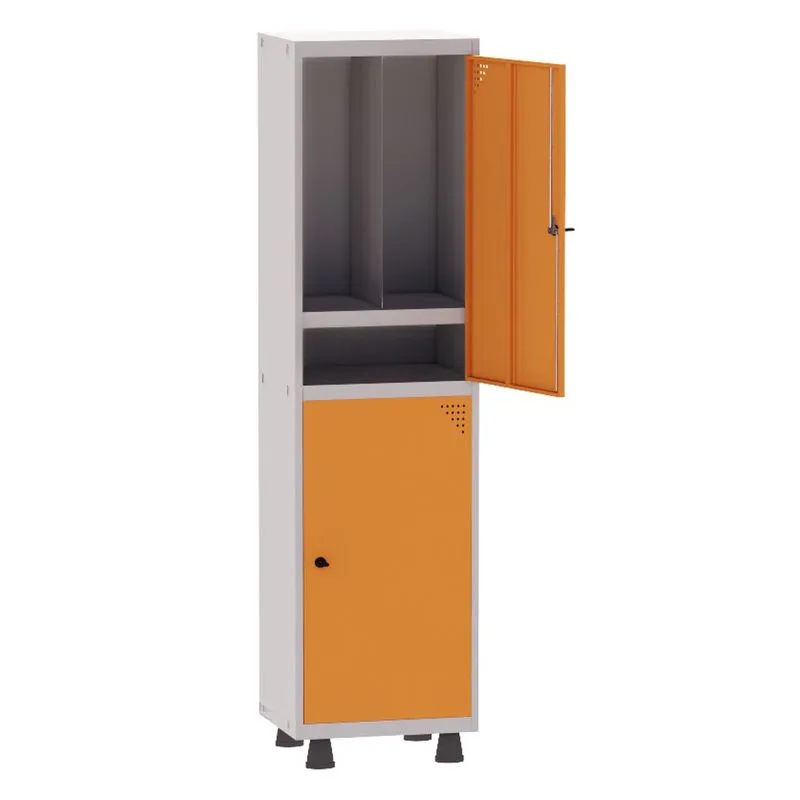 Armário Guarda Volume Locker Roupeiro Insalubre 1 Vão 02 Portas Com Prateleira GRP501/2INSPV Cinza e Laranja - Pandin