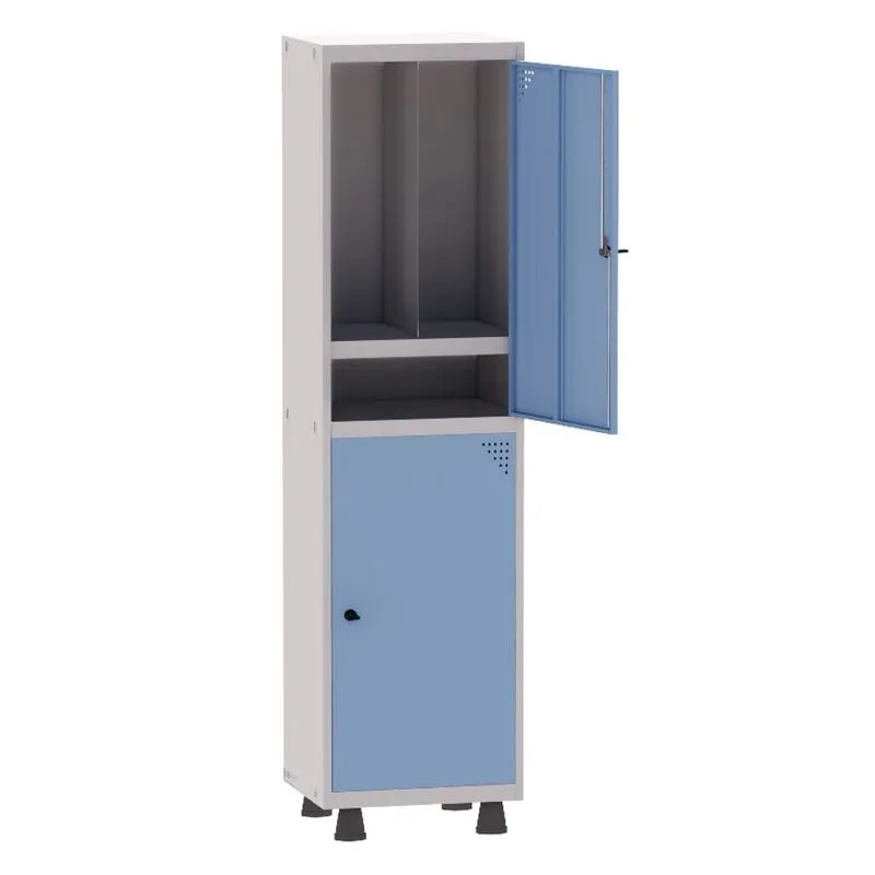 Armário Guarda Volume Locker Roupeiro Insalubre 1 Vão 02 Portas Com Prateleira GRP501/2INSPV Cinza e Azul Dali - Pandin