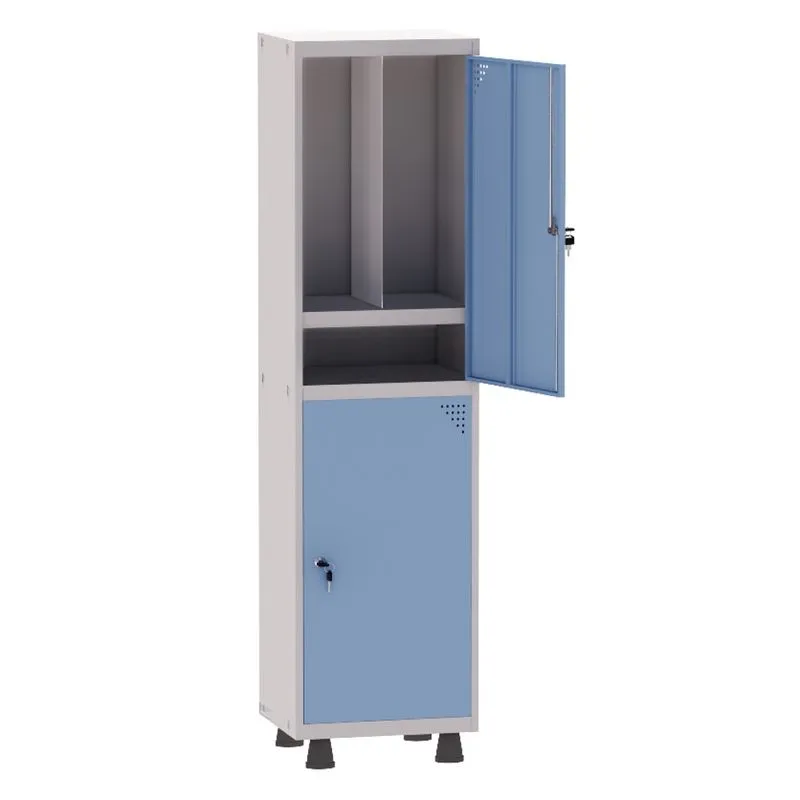 Armário Guarda Volume Locker Roupeiro Insalubre 1 Vão 02 Portas Com Prateleira GRP501/2INSPV Cinza e Azul Dali - Pandin