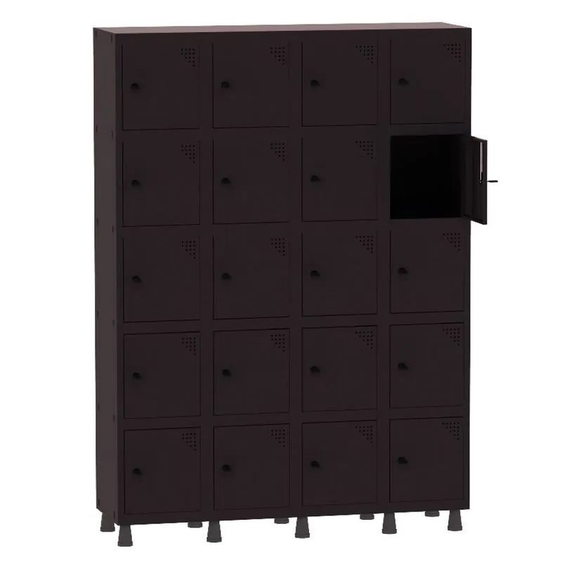 Armário Guarda Volume Locker Roupeiro 4 Vãos 20 Portas Aço GRP504/20 Preto - Pandin