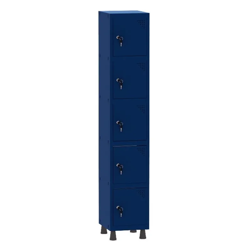 Armário Guarda Volume Locker Roupeiro 1 Vão 5 Portas Aço GRF501/5 Azul Del Rey - Pandin