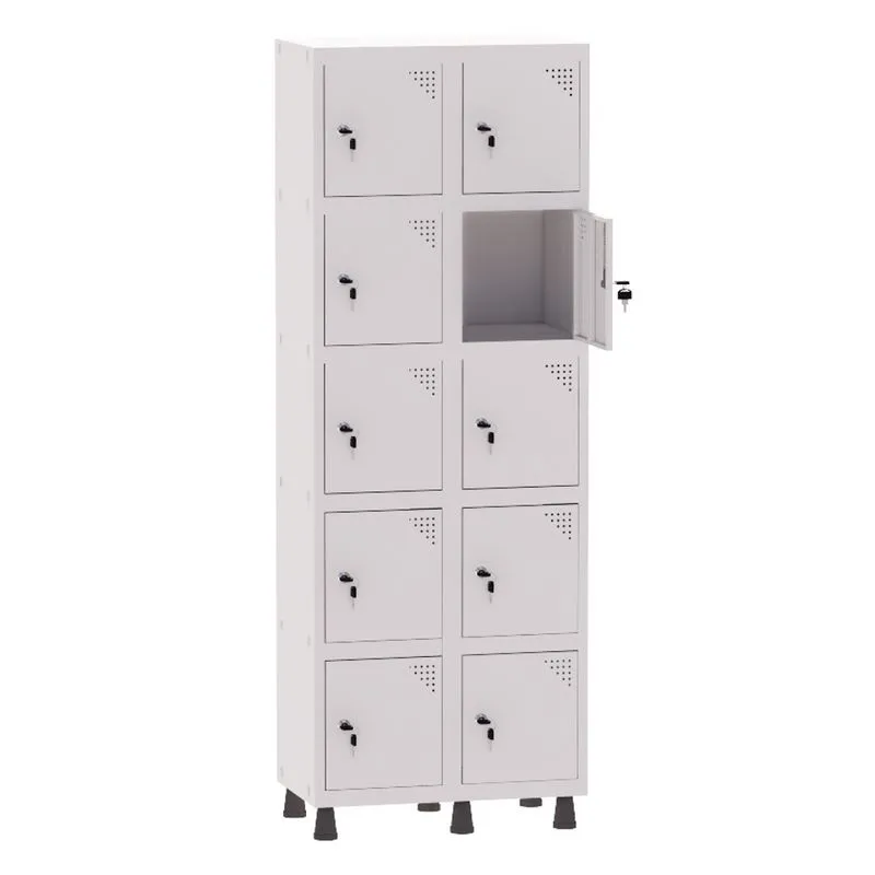 Armário Guarda Volume Locker Roupeiro 2 Vãos 10 Portas Aço GRF502/10 Branco - Pandin