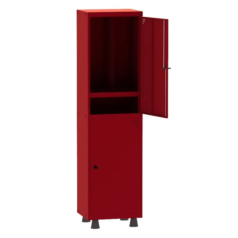 Armário Guarda Volume Locker Roupeiro Insalubre 1 Vão 02 Portas Com Prateleira GRP501/2INSPV Vermelho - Pandin