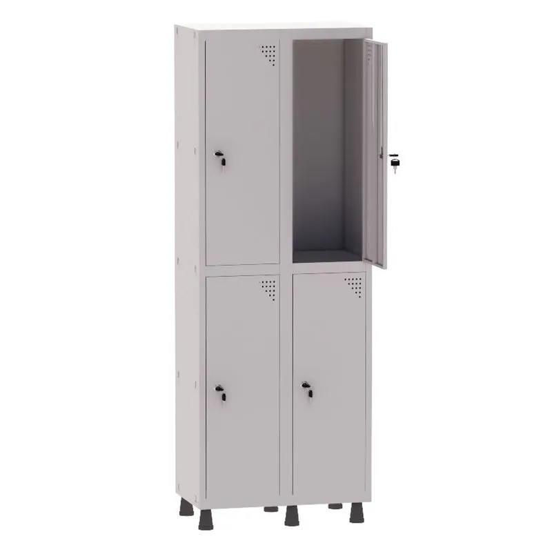 Armário Guarda Volume Locker Roupeiro 2 Vãos 4 Portas Aço GRF502/4 Cinza - Pandin