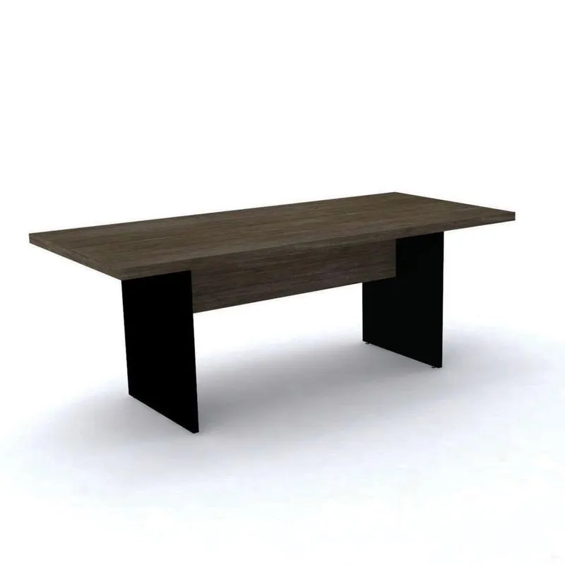 Mesa De Reunião Retangular 200 X 90 Cm Pé Painel Pe40 Em Mdp Imbuia Terra Base Preta
