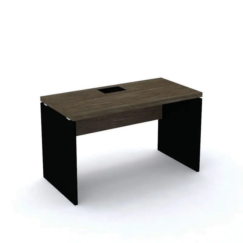 Mesa De Escritório Pé Painel Pe40 Em Mdp 120 X 60 Cm Imbuia Terra Base Preta