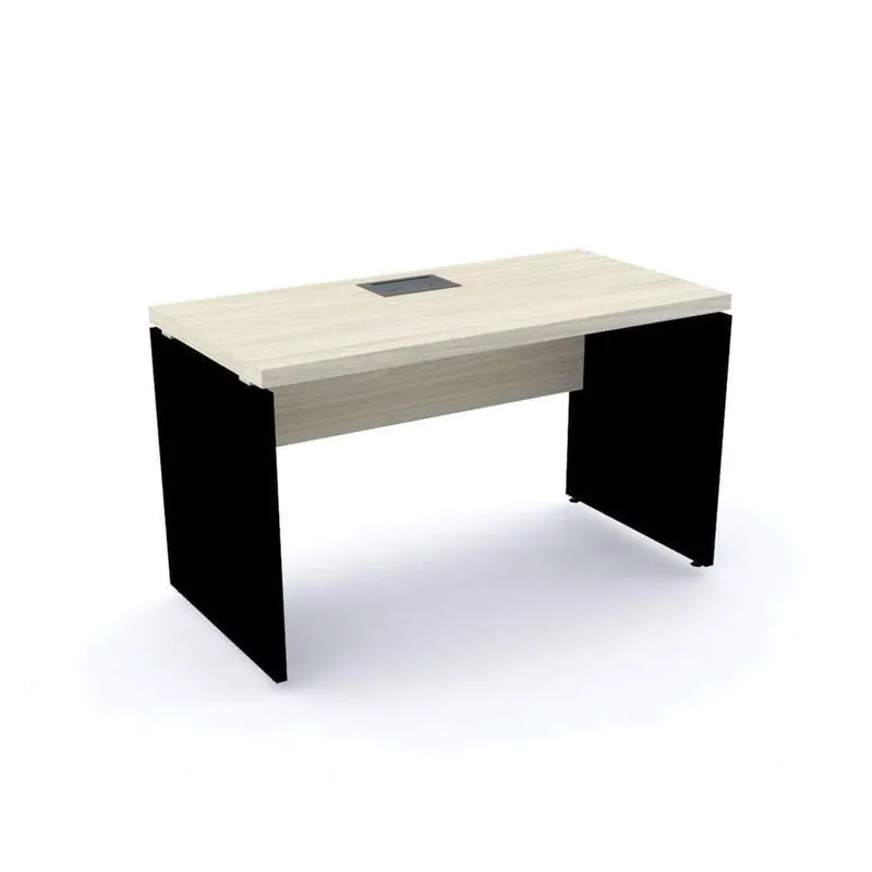 Mesa De Escritório Pé Painel Pe40 Em Mdp 134 X 60 Cm Nogueira Casablanca Base Preta