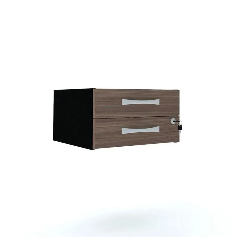 Gaveteiro Aéreo Tub 2 Gavetas Com Chaves Pe40 Em Mdp Walnut