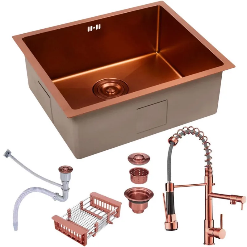 Pia Inox Cuba Gourmet Rose Nano Quadrada Cozinha Luxo 50X45