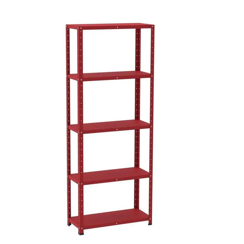 Estante De Estrutura Metálica Com 5 Prateleiras 175cm(a)92acm(l)30cm(p) Com Reforço Vermelho