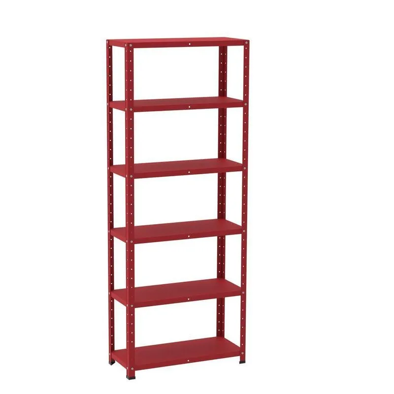Estante De Estrutura Metálica Com 6 Prateleiras 175cm(a)92acm(l)30cm(p) Sem Reforço Vermelho