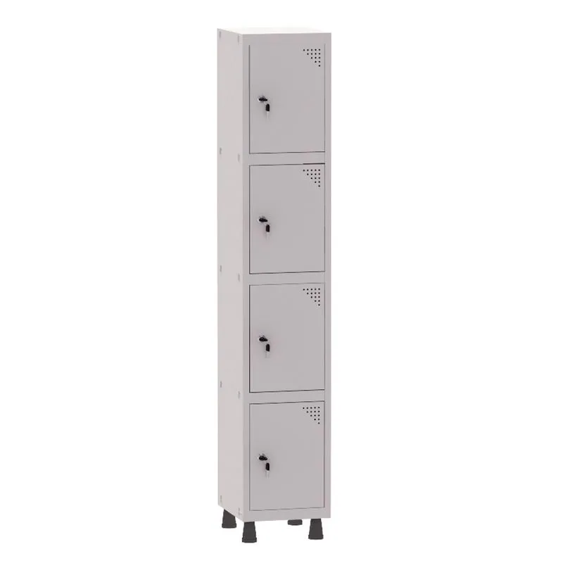 Armário Guarda Volume Locker Roupeiro 1 Vão 4 Portas Aço GRF501/4 Cinza - Pandin