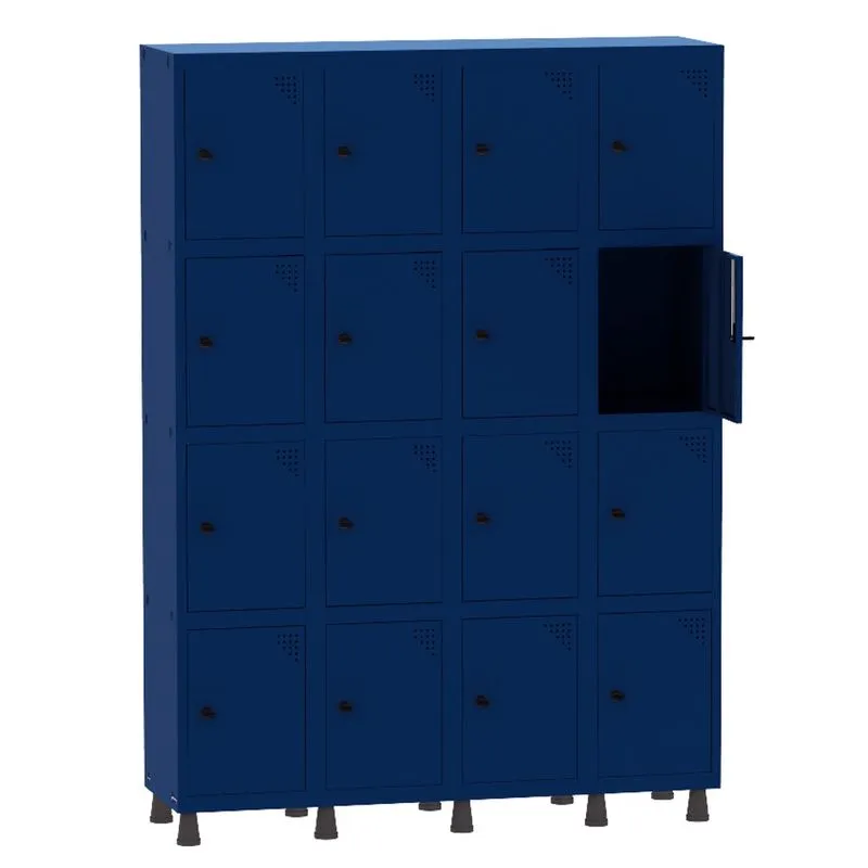 Armário Guarda Volume Locker Roupeiro 4 Vãos 16 Portas Aço GRP504/16 Azul Del Rey - Pandin