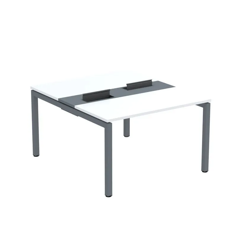 Mesa Plataforma Dupla Com Pé De Aço Para Coworking 110x140/2p Pdc11/14/2p Branco/grafito