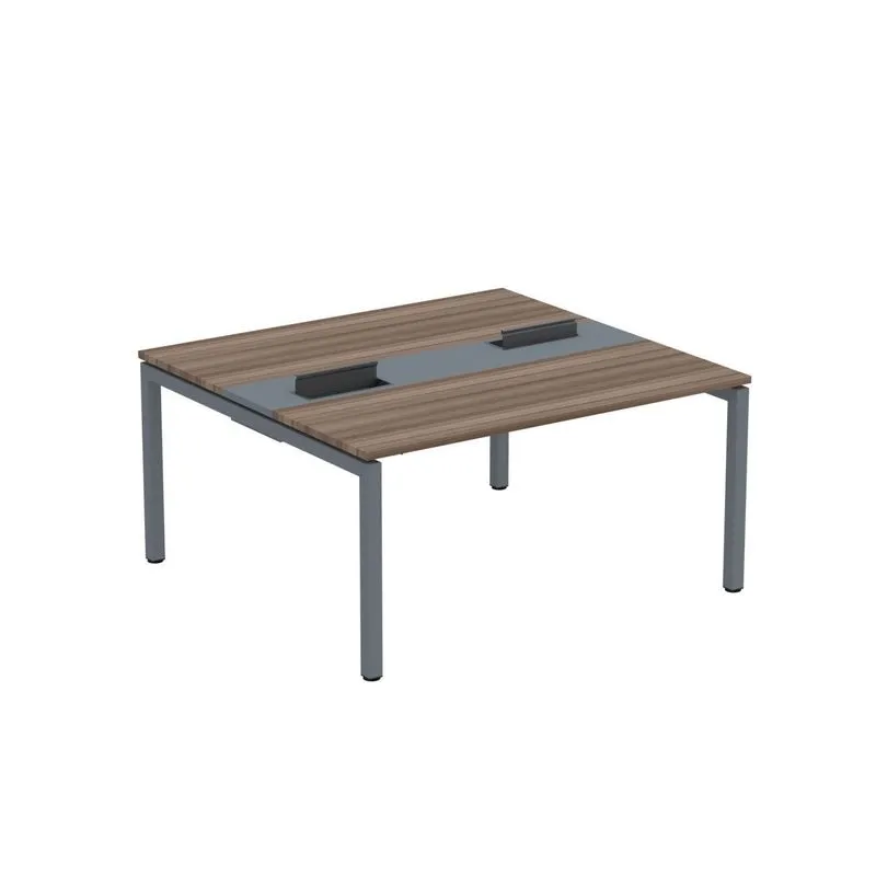 Mesa Plataforma Dupla Com Pé De Aço Para Coworking 150x140/2p Pdc15/14/2p Walnut/grafito