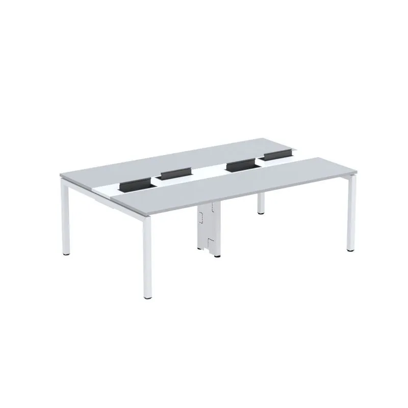 Mesa De Plataforma Dupla Para 4 Pessoas Corporativa 110x140/4p Cinza/branco