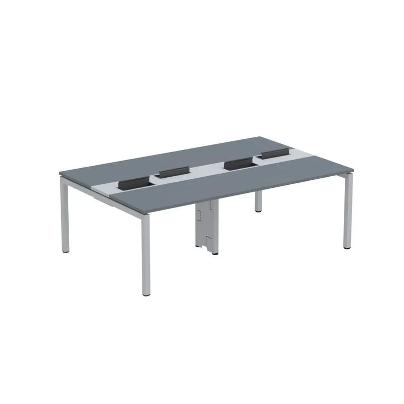Mesa De Plataforma Dupla Para 4 Pessoas Corporativa 110x140/4p Grafito/cinza