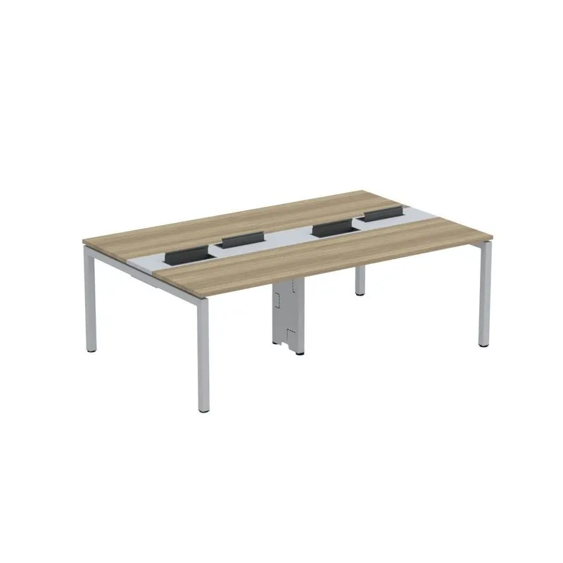 Mesa De Plataforma Dupla Para 4 Pessoas Corporativa 110x140/4p Noce Naturalle/cinza