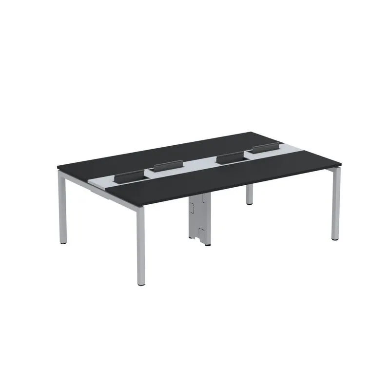 Mesa De Plataforma Dupla Para 4 Pessoas Corporativa 110x140/4p Preto/cinza