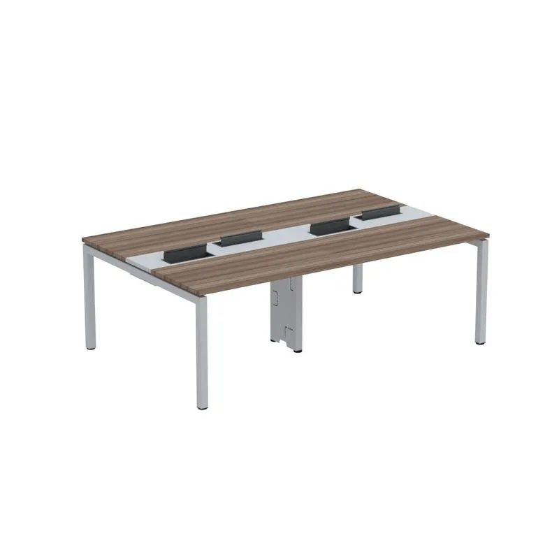 Mesa De Plataforma Dupla Para 4 Pessoas Corporativa 110x140/4p Walnut/cinza