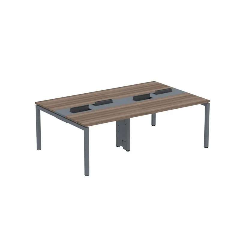 Mesa De Plataforma Dupla Para 4 Pessoas Corporativa 110x140/4p Walnut/grafito