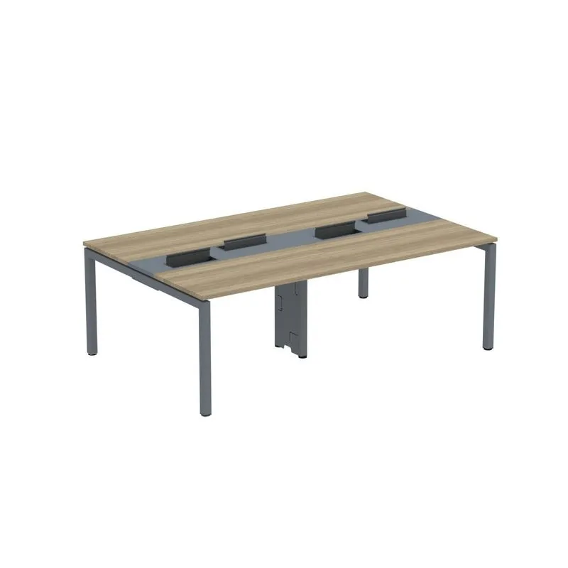 Mesa De Plataforma Dupla Para 4 Pessoas Corporativa 110x140/4p Noce Naturalle/grafito