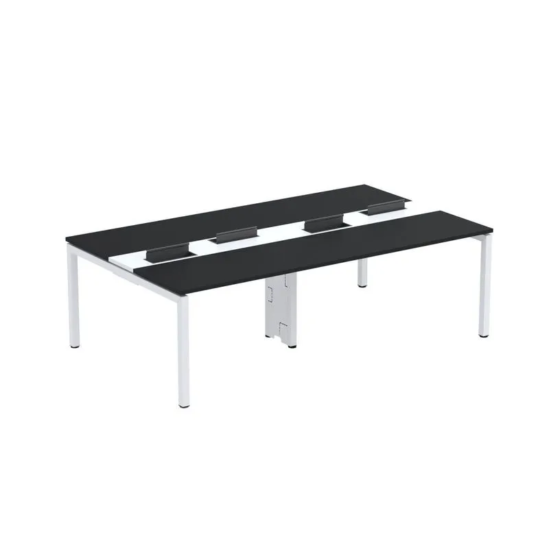 Mesa De Plataforma Dupla Para 4 Pessoas Corporativa 120x140/4p Pdc12/14/4p Preto/branco