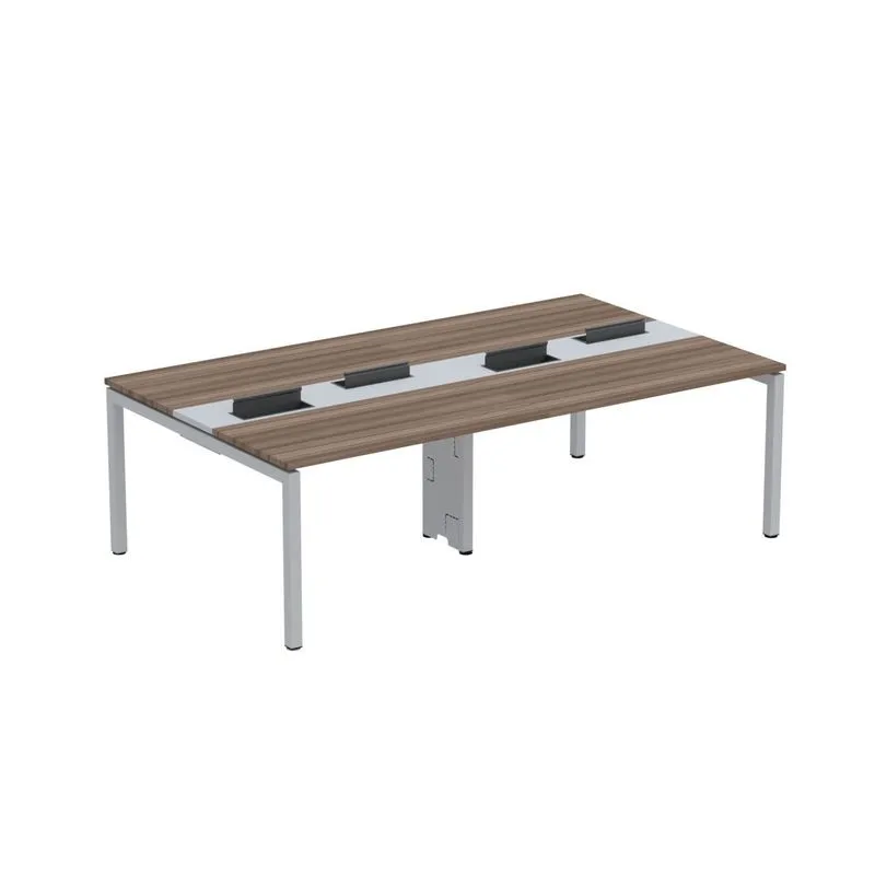 Mesa De Plataforma Dupla Para 4 Pessoas Corporativa 120x140/4p Pdc12/14/4p Walnut/cinza