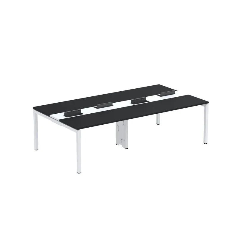 Mesa De Plataforma Dupla Para 4 Pessoas Corporativa 130x140/4p Pdc13/14/4p Preto/branco